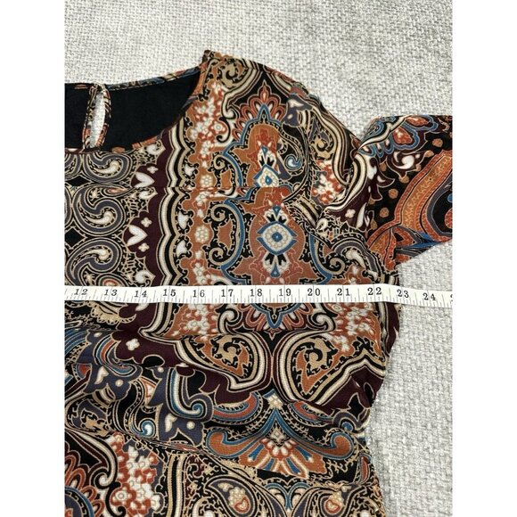 Vtg Inc International Concepts Top Womens 2X Black Brown Paisley Mesh Y2K Ruched - Picture 6 of 11